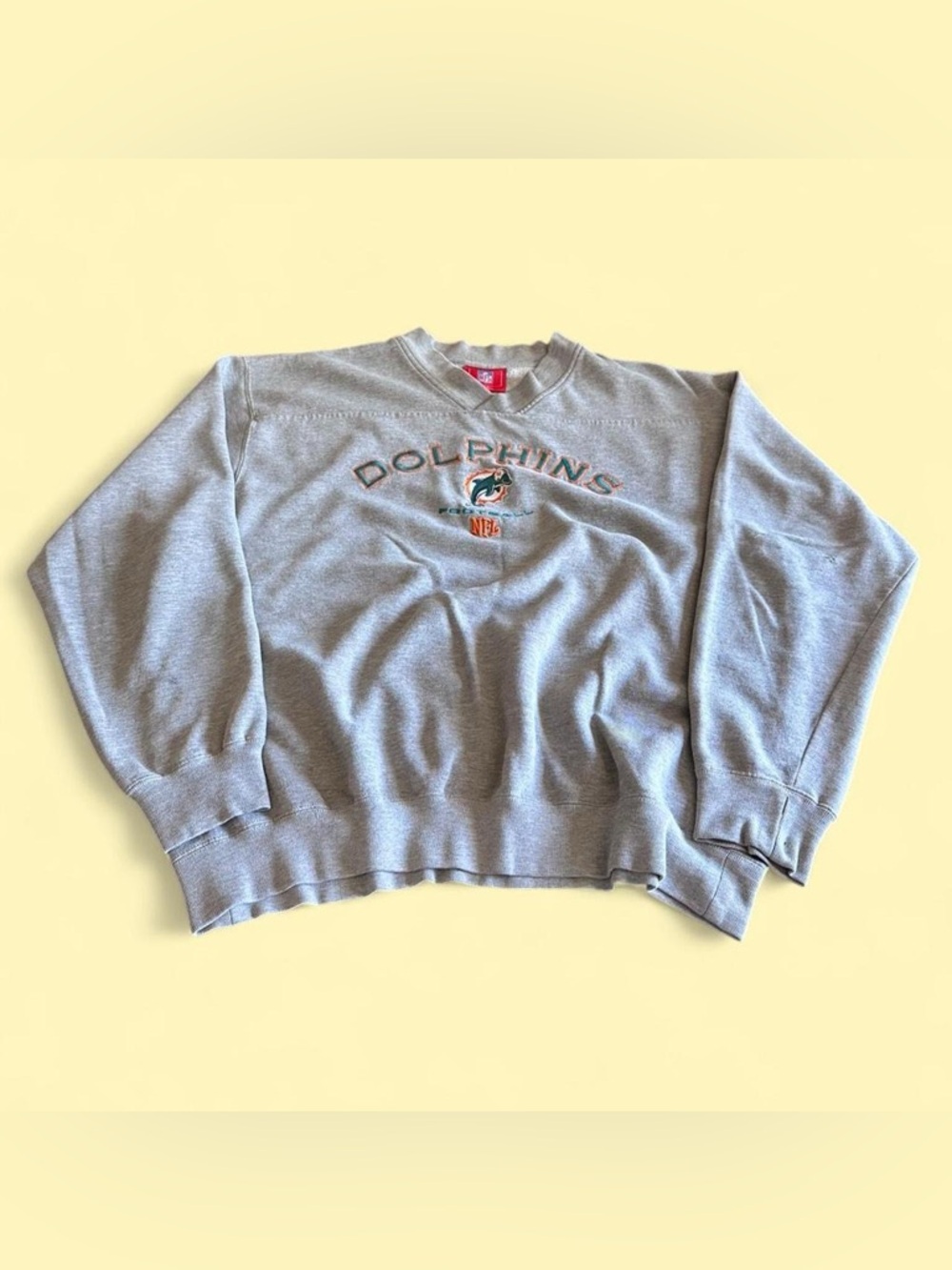 Vintage Miami Dolphins Sweatshirt Grey Embroidered NFL Men’s L